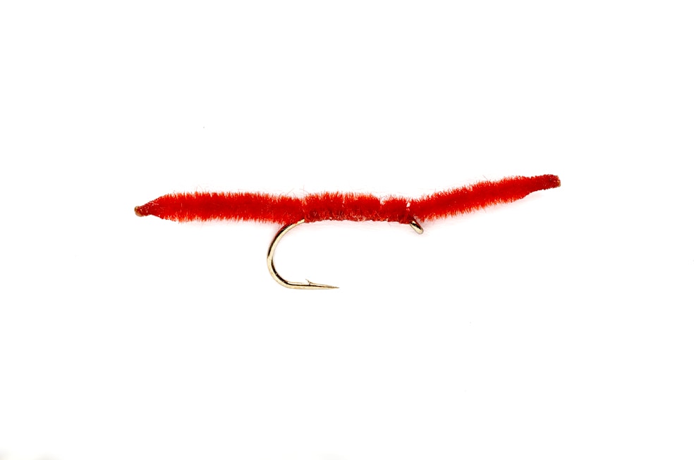 Vernille San Juan Worm Red S10 Fishing Fly, Nymphs