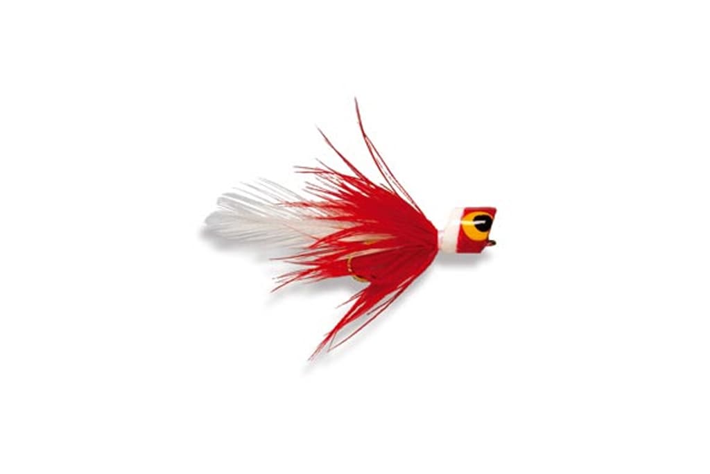 Bluegill Bug Popper Red & White S12, Warmwater Flies