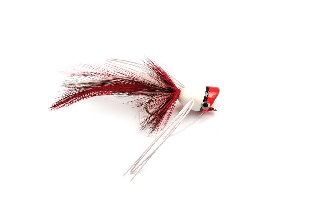 Bass Popper Red & White S6, Warmwater Flies