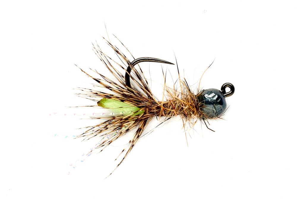 Peeping Caddis Jig Burnt Green (TBH) Barbless