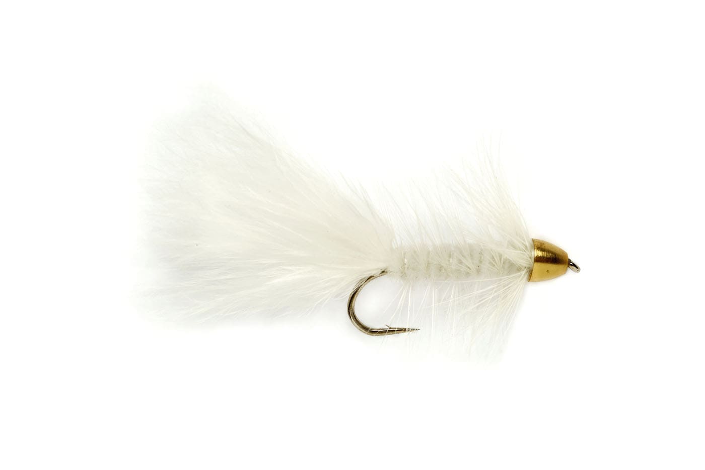 Woolly Bugger White Conehead S6 Fishing Fly, Streamers