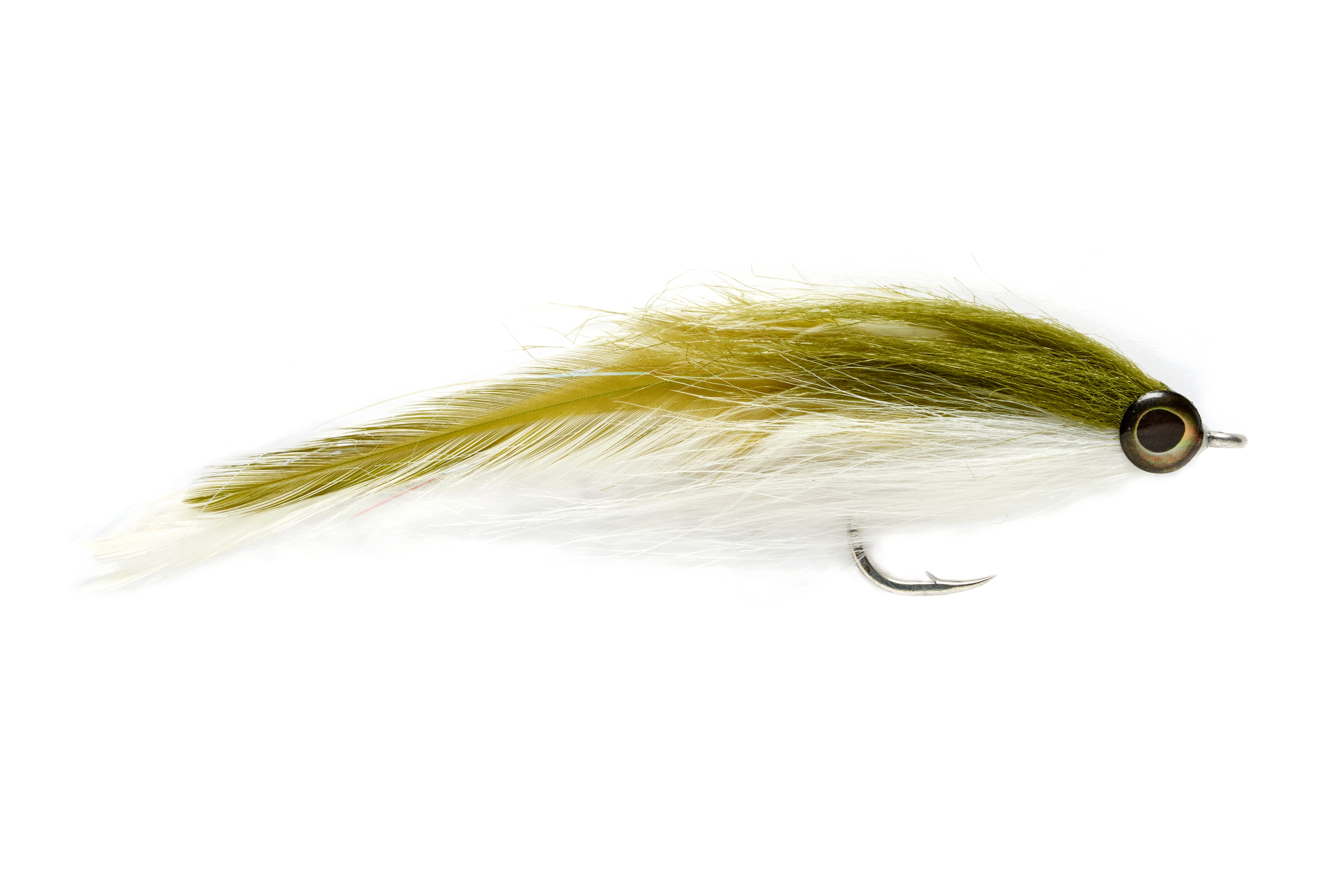 Two Tone Brushy Olive & White S6/0 Fishing Fly, Saltwater Flies