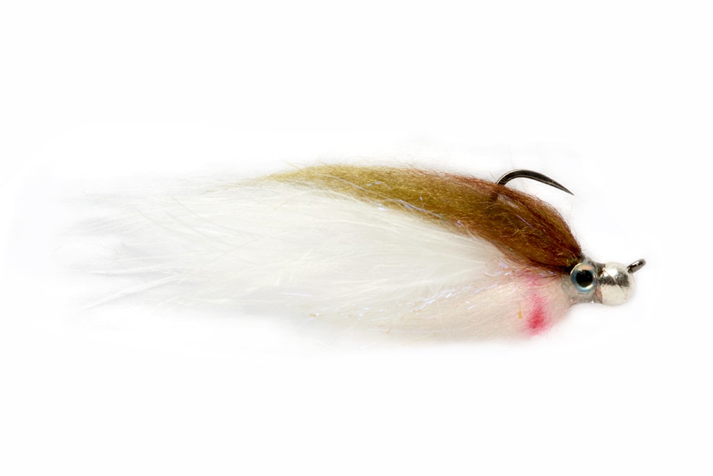 Jiggy Fat Minnow Olive & White Barbless S10f, Streamer